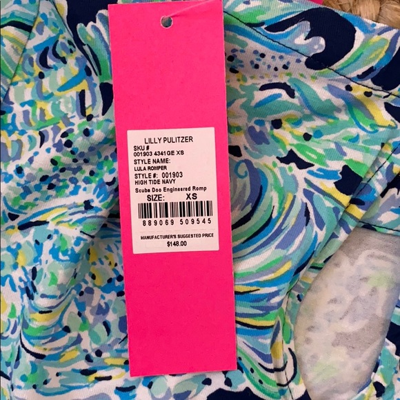⚓️NWT Lilly Pulitzer Lula romper Navy Scuba doo Sm - Picture 13 of 14